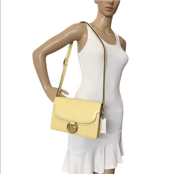 Gucci New GG Azalea Ring Logo Butter Yellow Leather Shoulder Timeless Purse Bag - Picture 2 of 15
